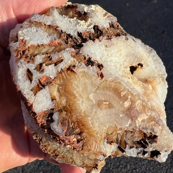 Stunning Multi-Color Druzy Banded Agate Chalcedony with Quartz Crystal Center - Picture 3 of 6